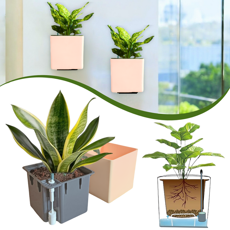 Elegant Peach Self-Watering Wall Hanging Square Planter
