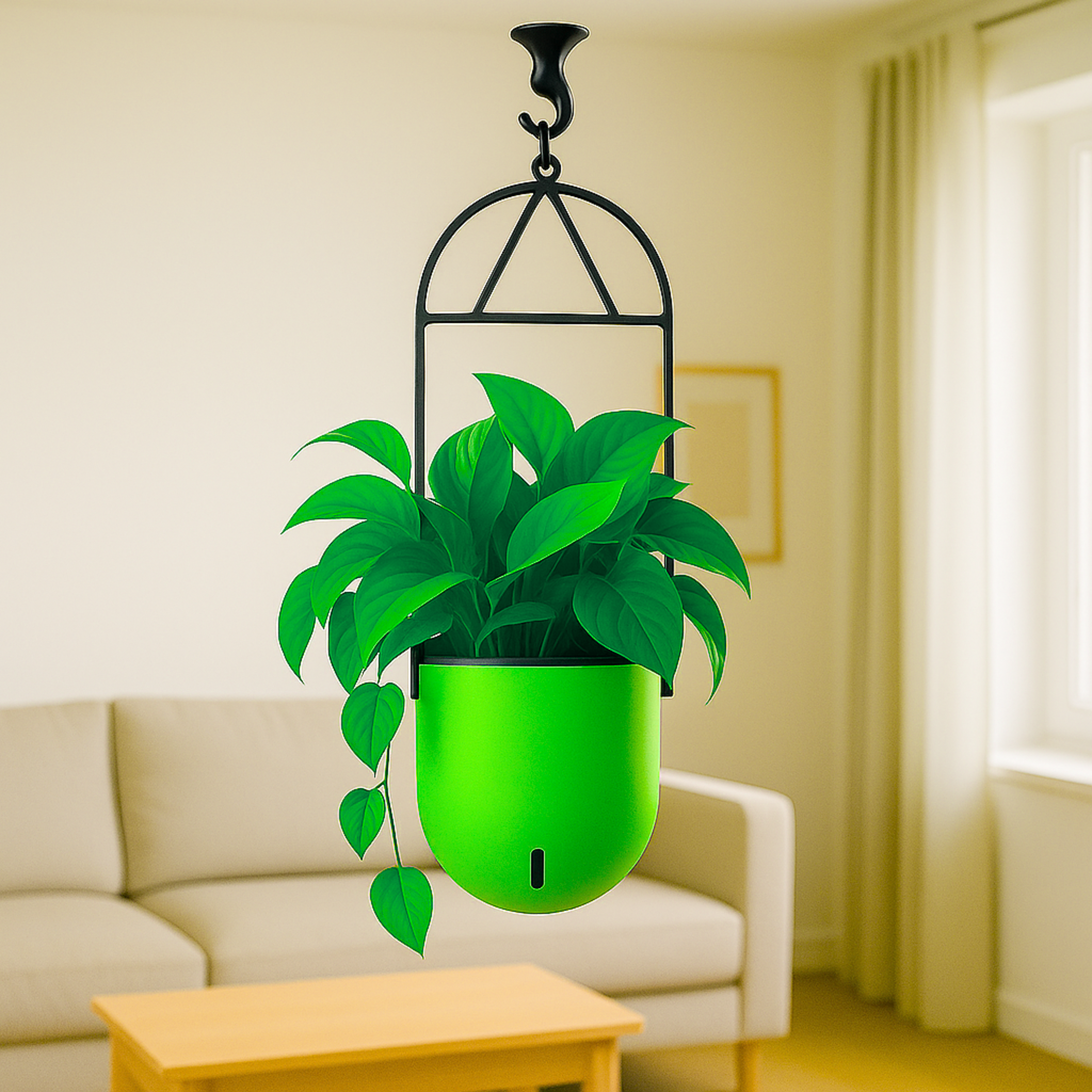 Elegant Green Self-Watering Ceiling Hanging Sphere Planter