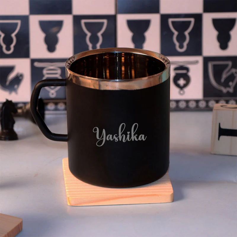 Customized Black Steel Mug – Personalized Stainless Steel Drinkware | Indian Discovery