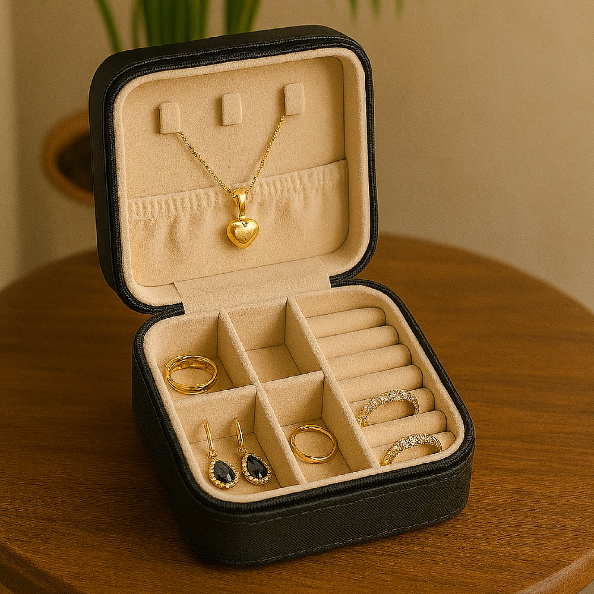 Indian Discovery Jewellery Organizer Black Color PU Leather Box