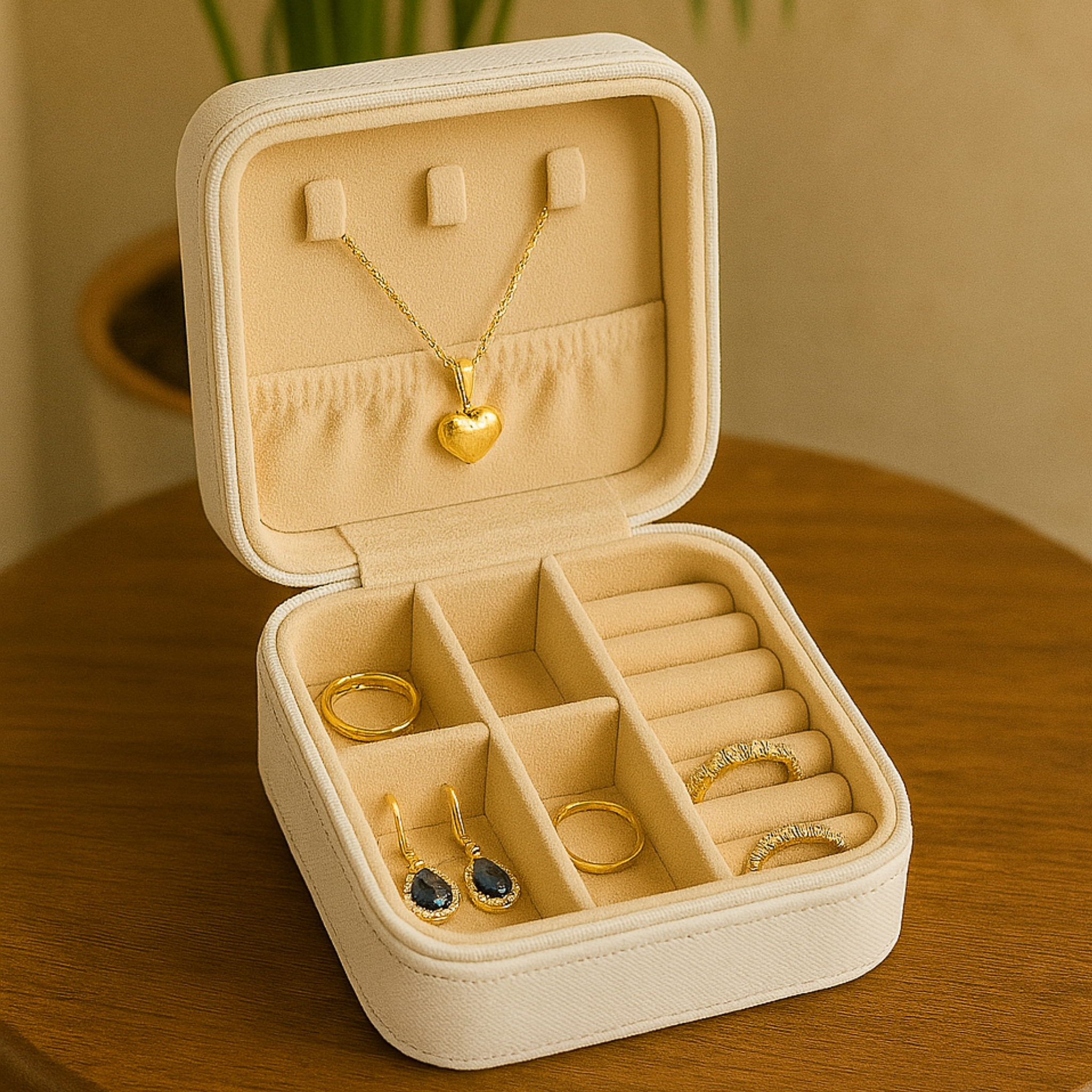 Indian Discovery Jewellery Organizer White Color PU Leather Box