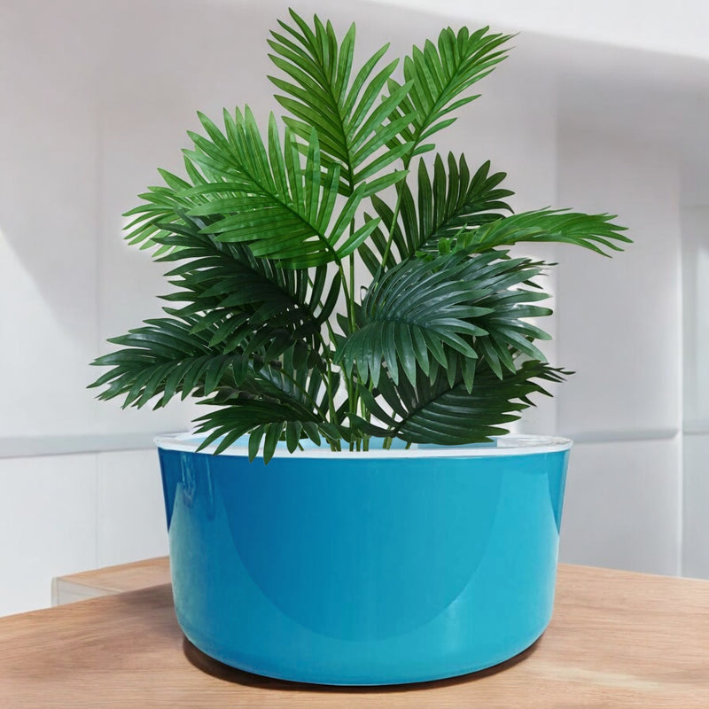 Big Circular Self-Watering Plant Container – Sea Green