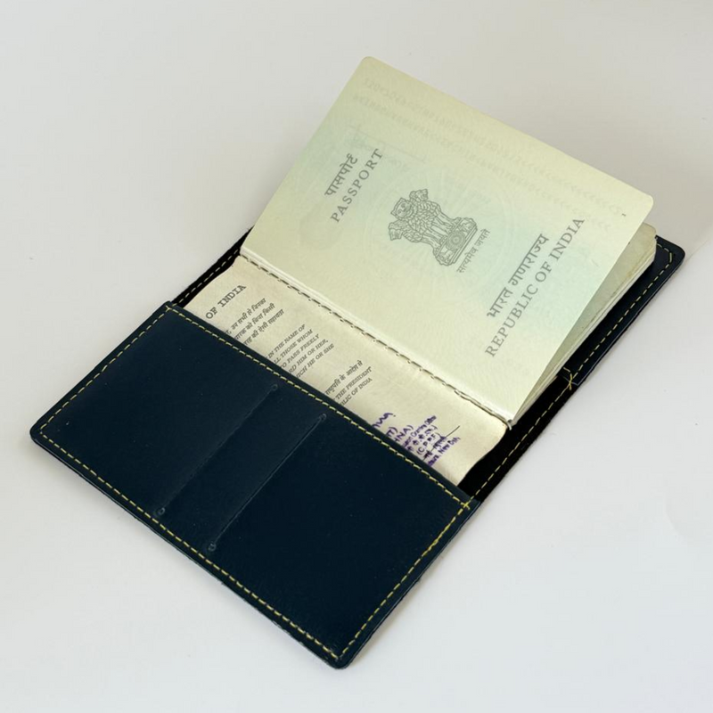 Stylish Travel PU Leather Passport Holder -BLUE