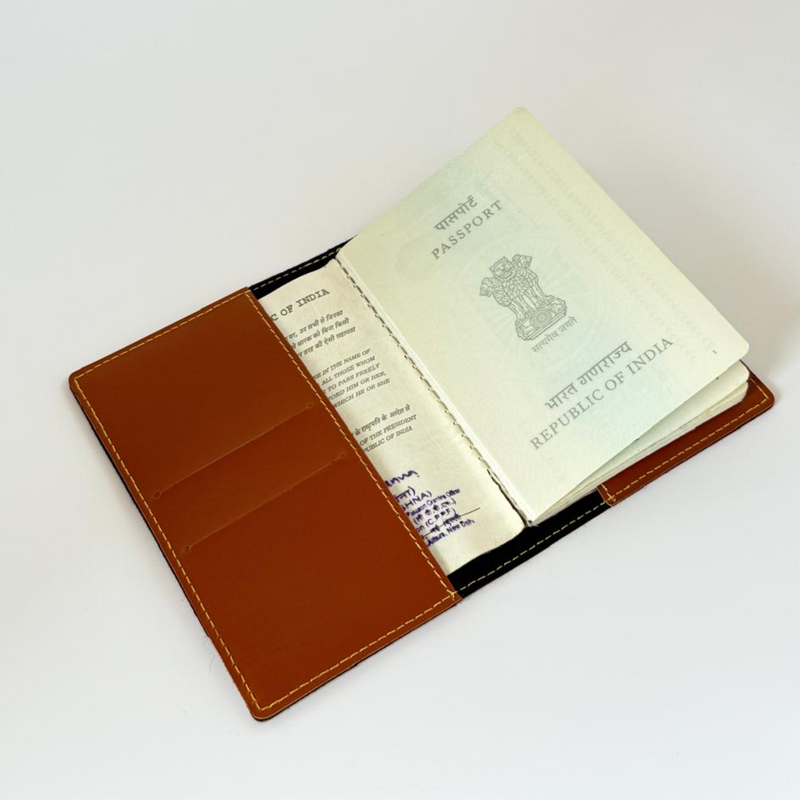 Stylish Travel PU Leather Passport Holder -TAN