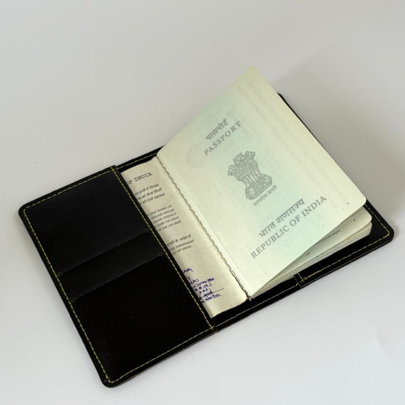 Stylish Travel PU Leather Passport Holder -BLACK