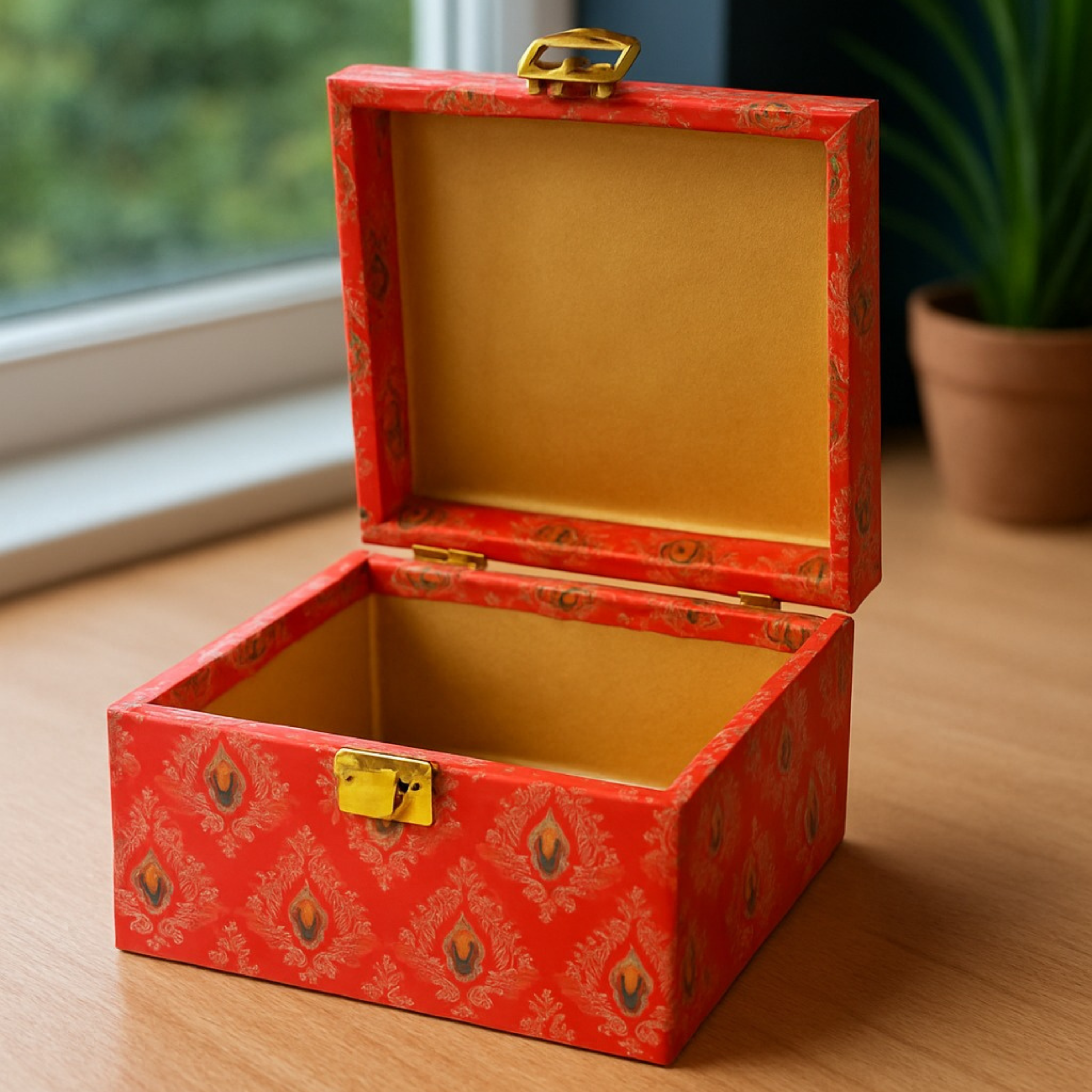 Elegant Red Decorative Keepsake Box