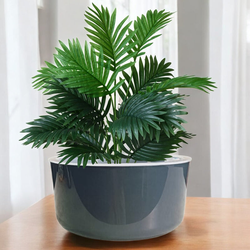 Big Circular Self-Watering Plant Container – Gray