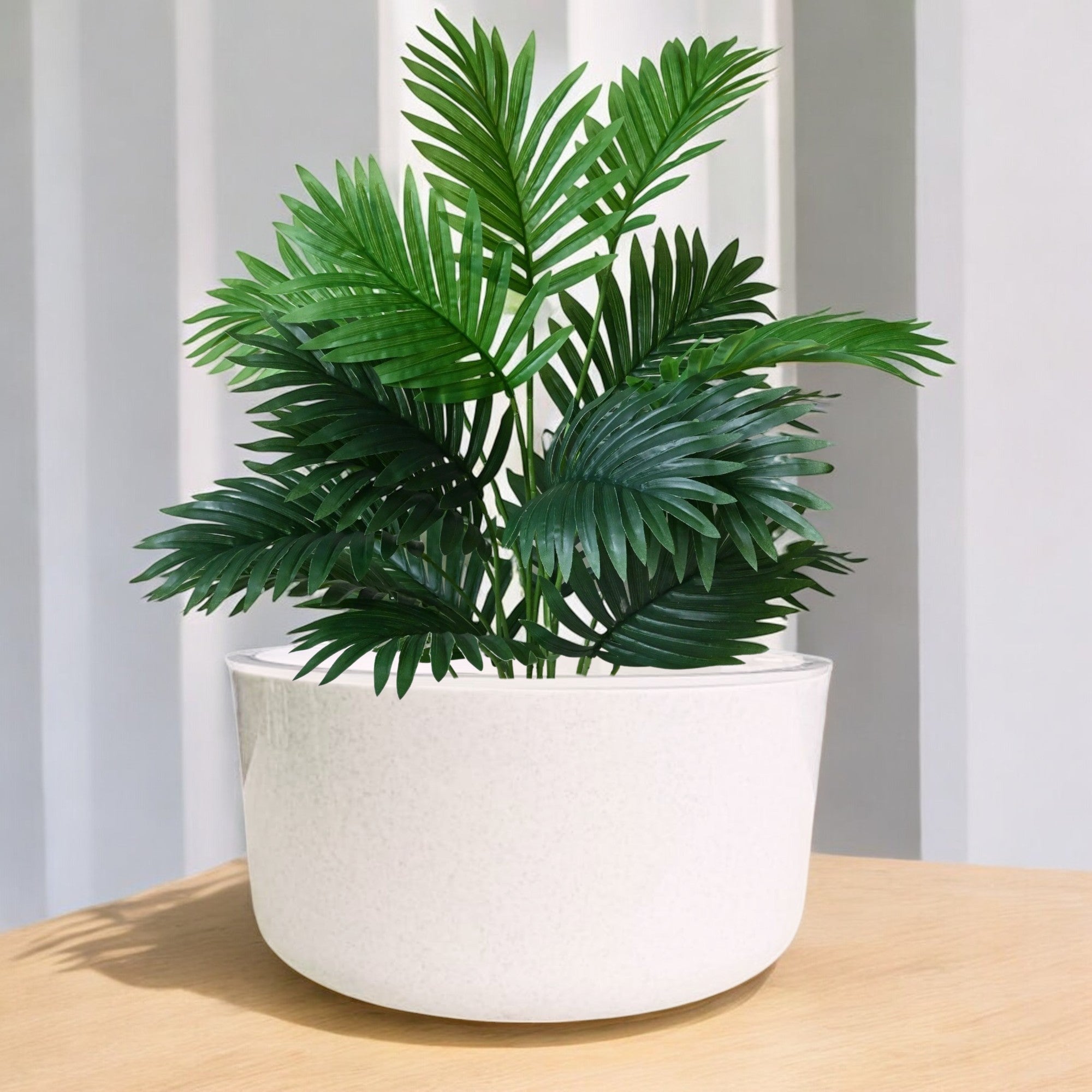 Big Circular Self-Watering Plant Container – White