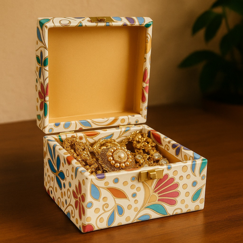 Elegant White Decorative Keepsake Box