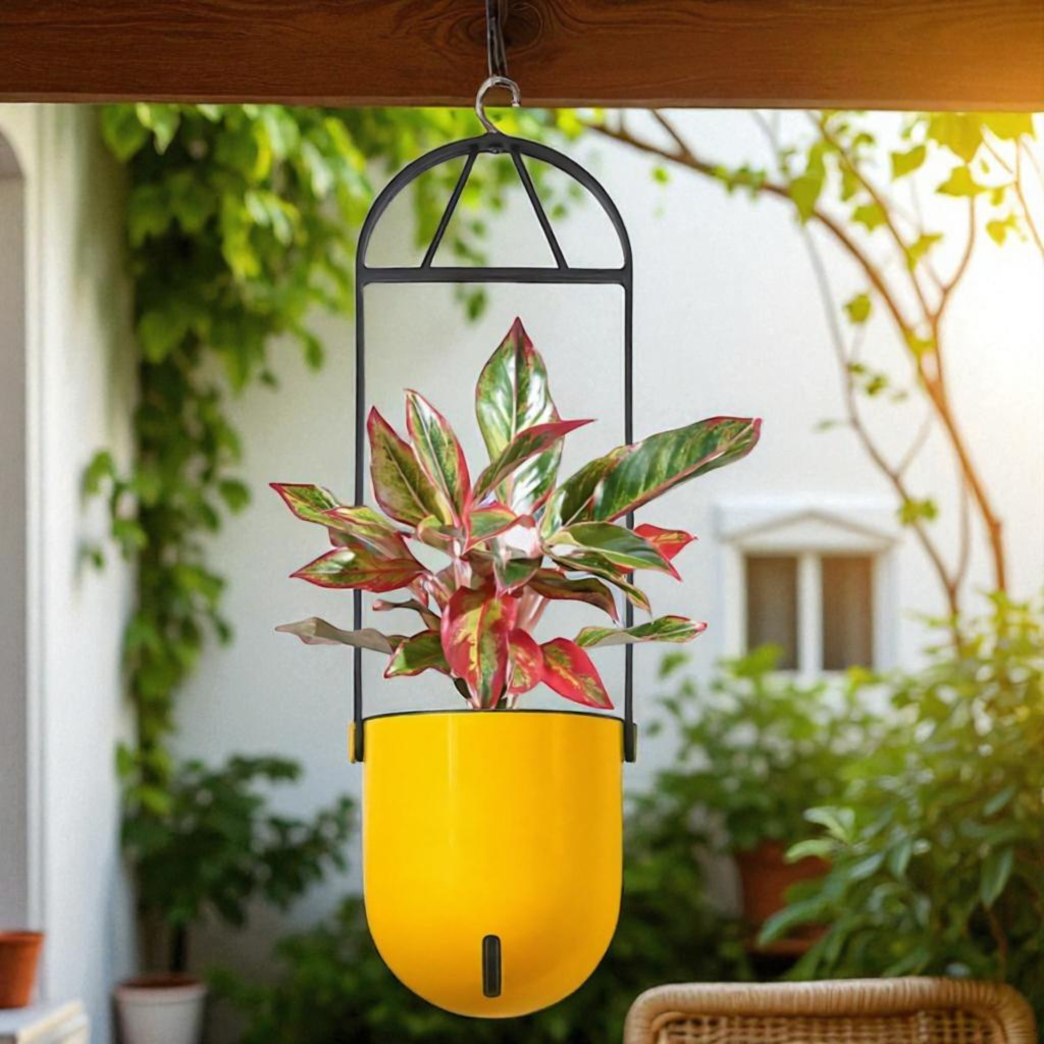 Elegant Yellow Self-Watering Ceiling Hanging Sphere Planter