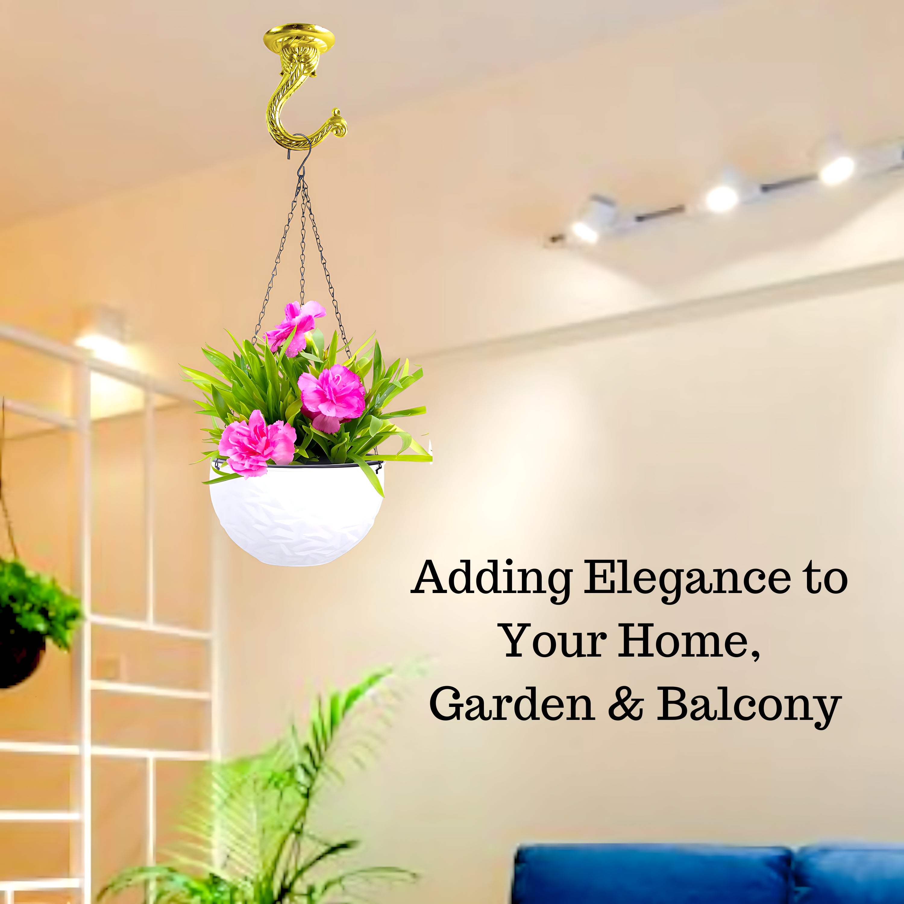 Royal Brass Ceiling Hooks for Planters & Lamps