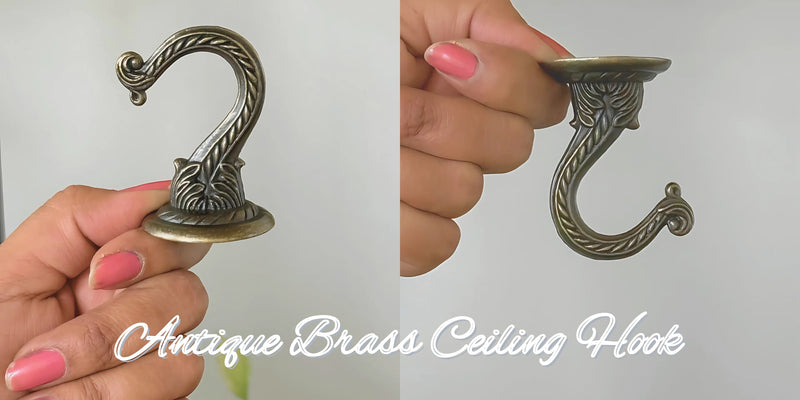 Antique Brass Ceiling Hooks for Planters & Lamps