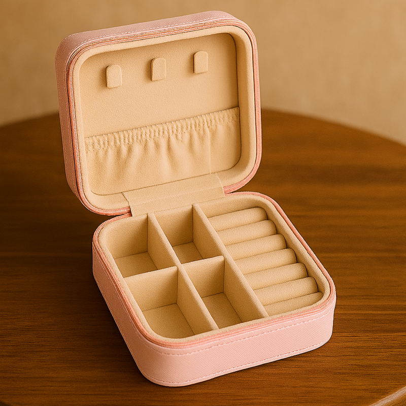 Indian Discovery Jewellery Organizer Baby Pink Color PU Leather Box