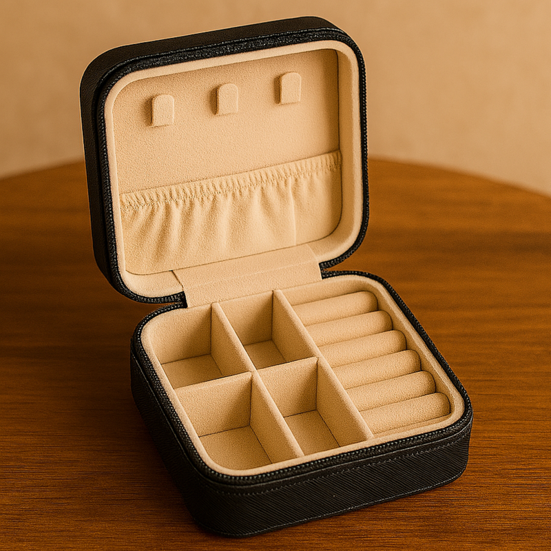 Indian Discovery Jewellery Organizer Black Color PU Leather Box