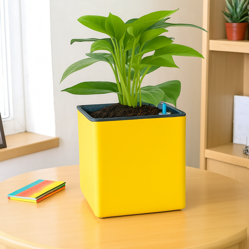 Elegant Yellow Self-Watering Square Planter