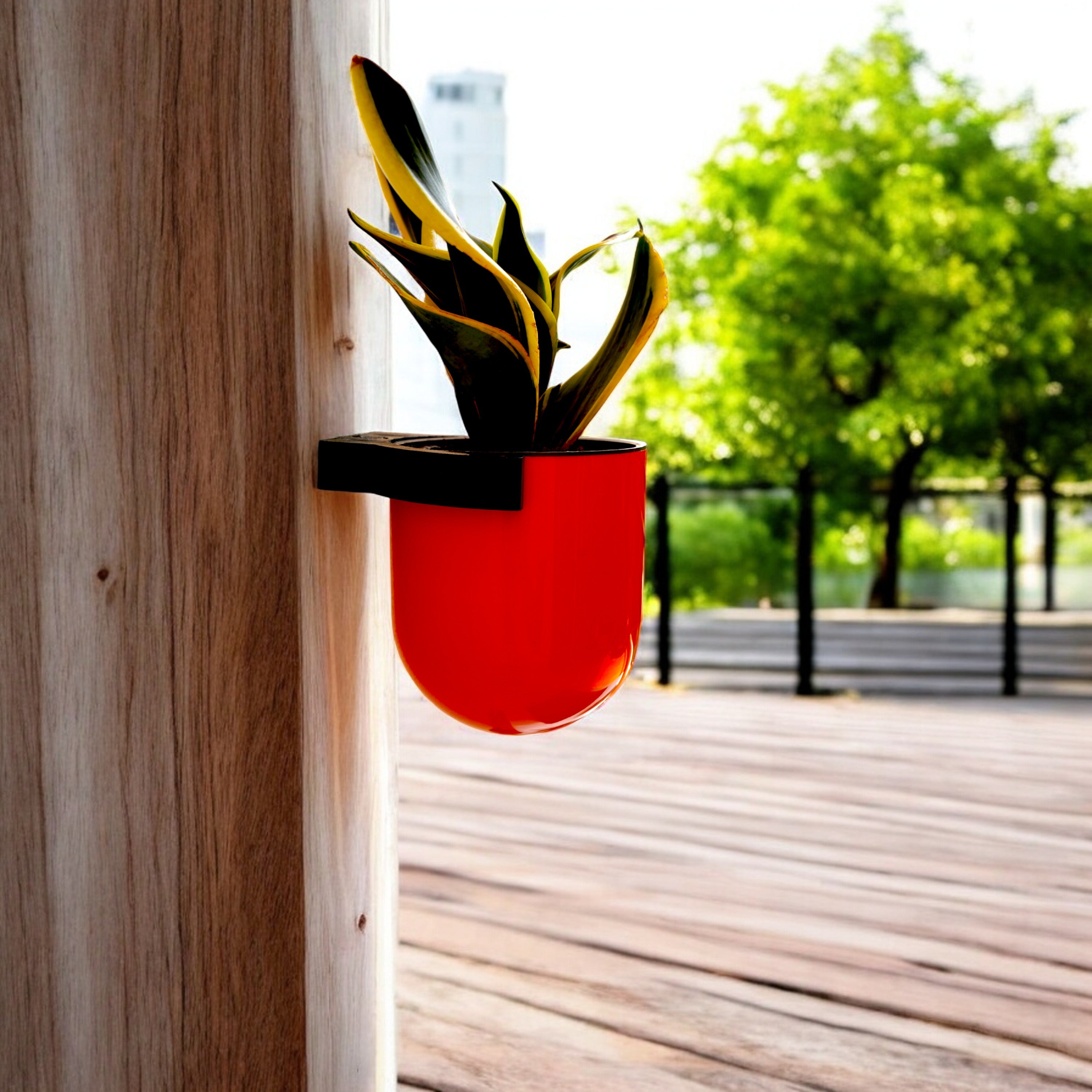 Elegant Orange Self-Watering Wall Hanging Sphere Planter