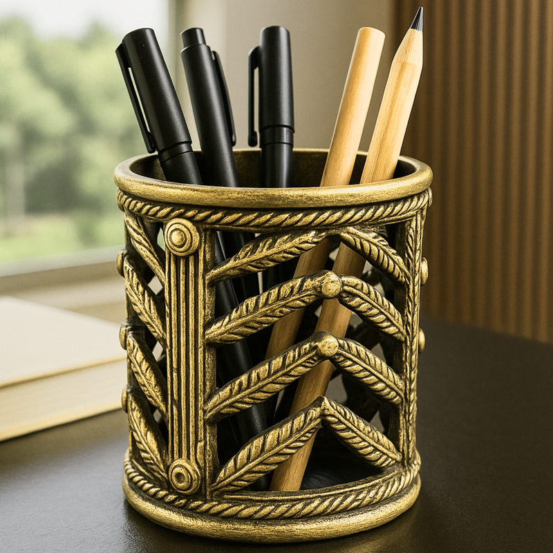 Brass Decorative Holder – Antique Desk Organizer or Stand - 2
