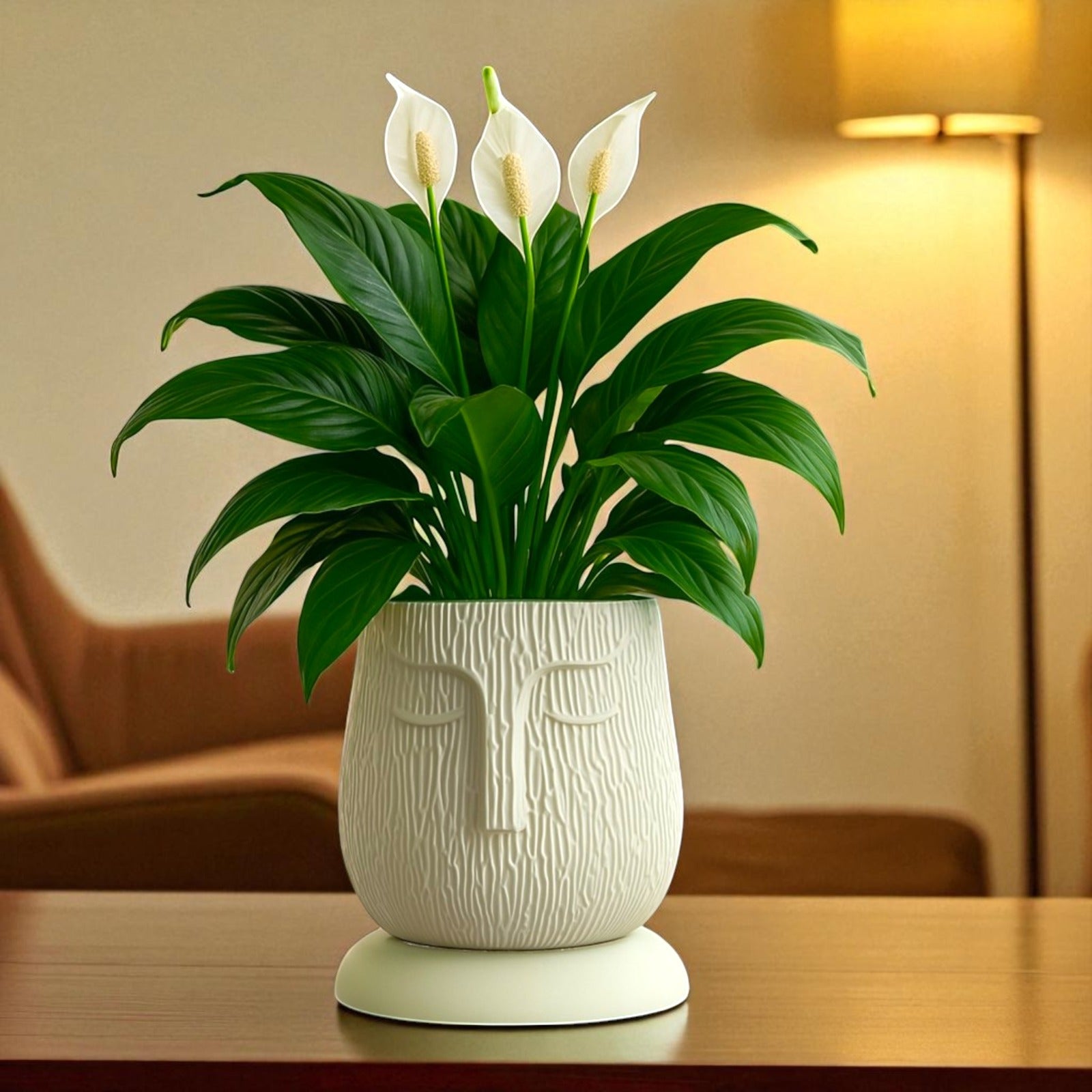 Artistic Ivory Self Watering Face Craft Planter - 1PC