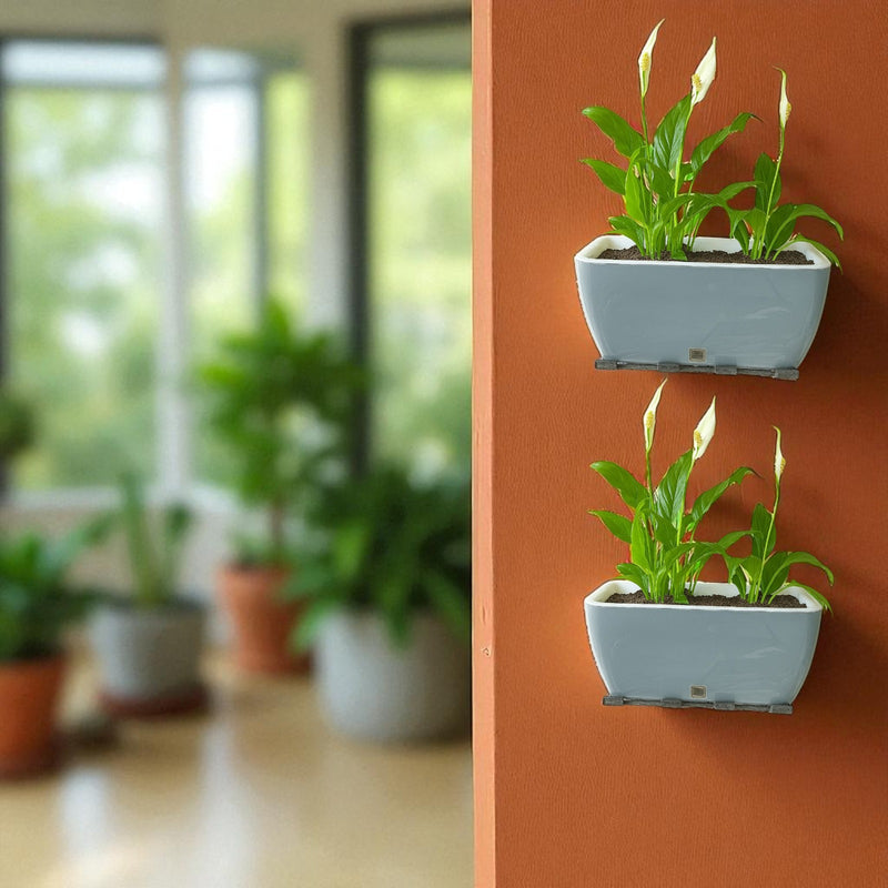 Rectangular Self-Watering Wall Planter - Gray
