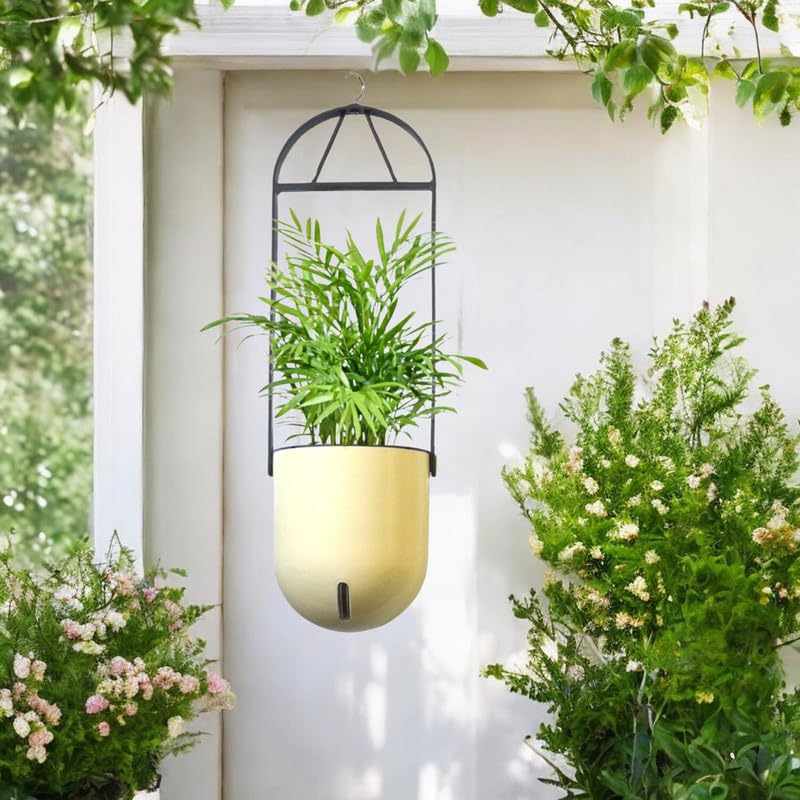Elegant Ivory Self-Watering Ceiling Hanging Sphere Planter