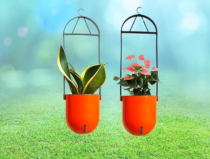 Elegant Orange Self-Watering Ceiling Hanging Sphere Planter