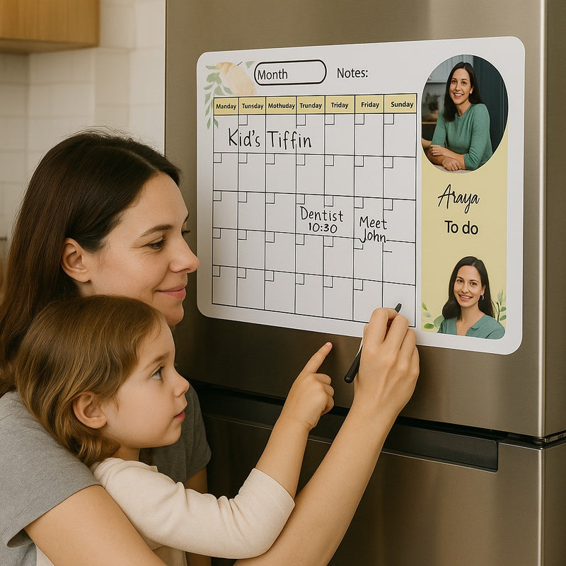 Personalized Fridge Magnet Monthly Planner – Dry Erase Organizer