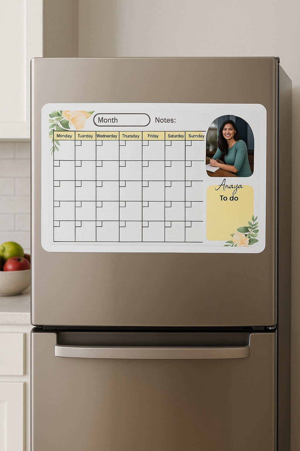 Personalized Fridge Magnet Monthly Planner – Dry Erase Organizer