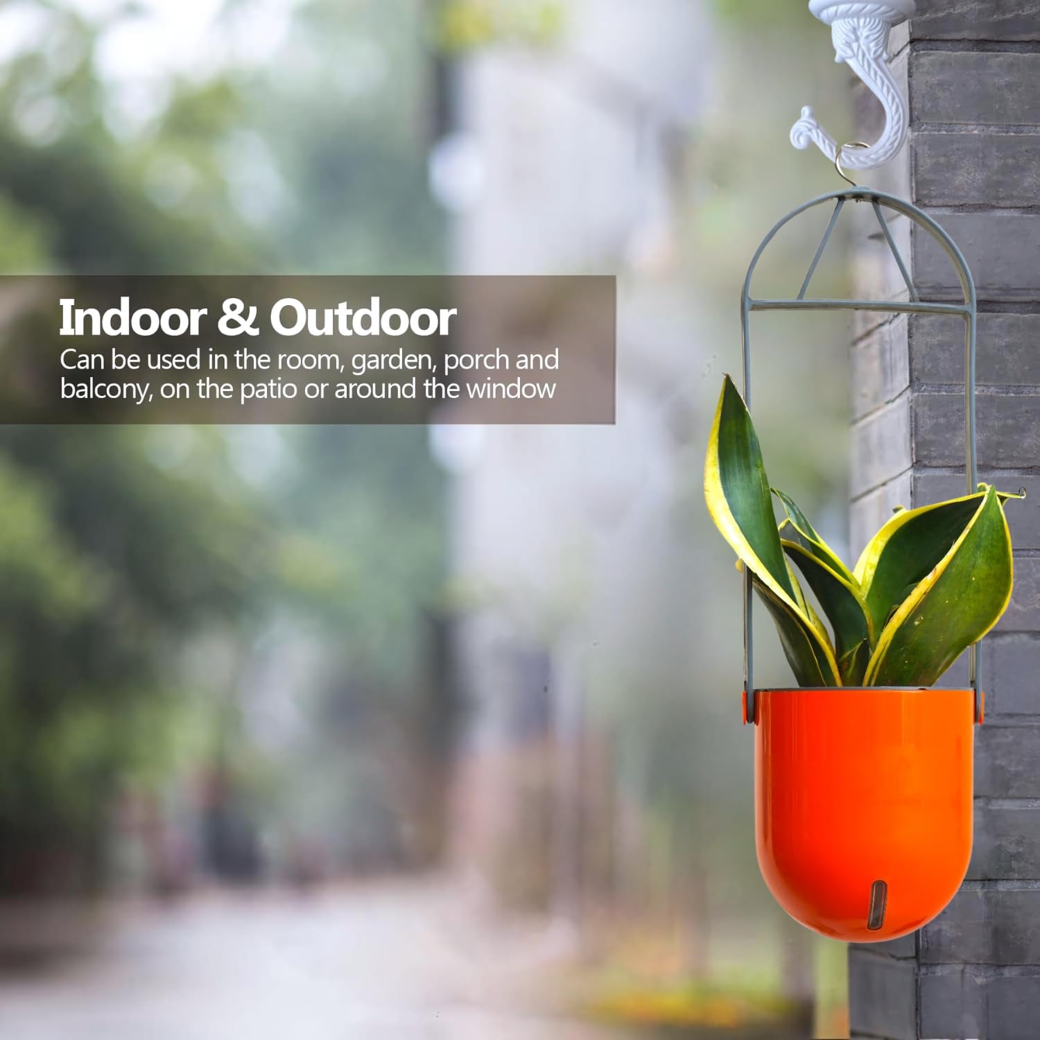 Elegant Orange Self-Watering Ceiling Hanging Sphere Planter