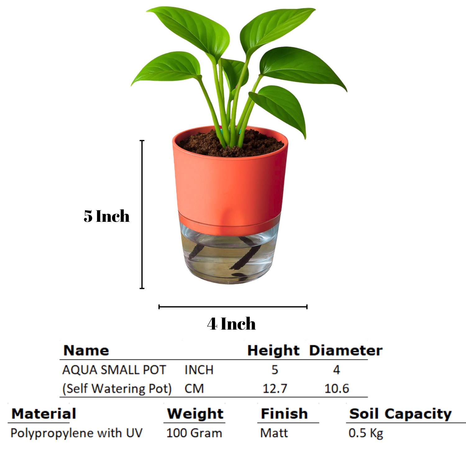 Soft Curve Orange Self-Watering Small Planter - 4PC