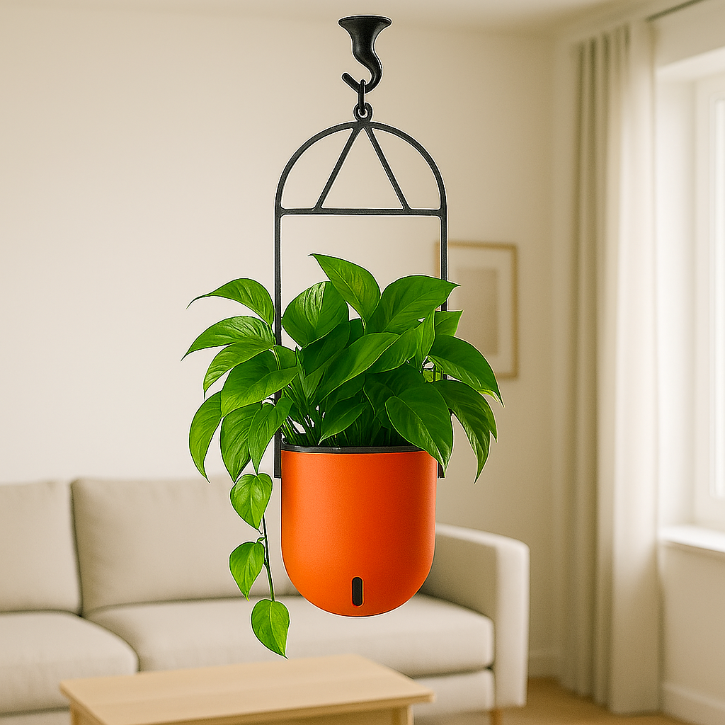 Elegant Orange Self-Watering Ceiling Hanging Sphere Planter