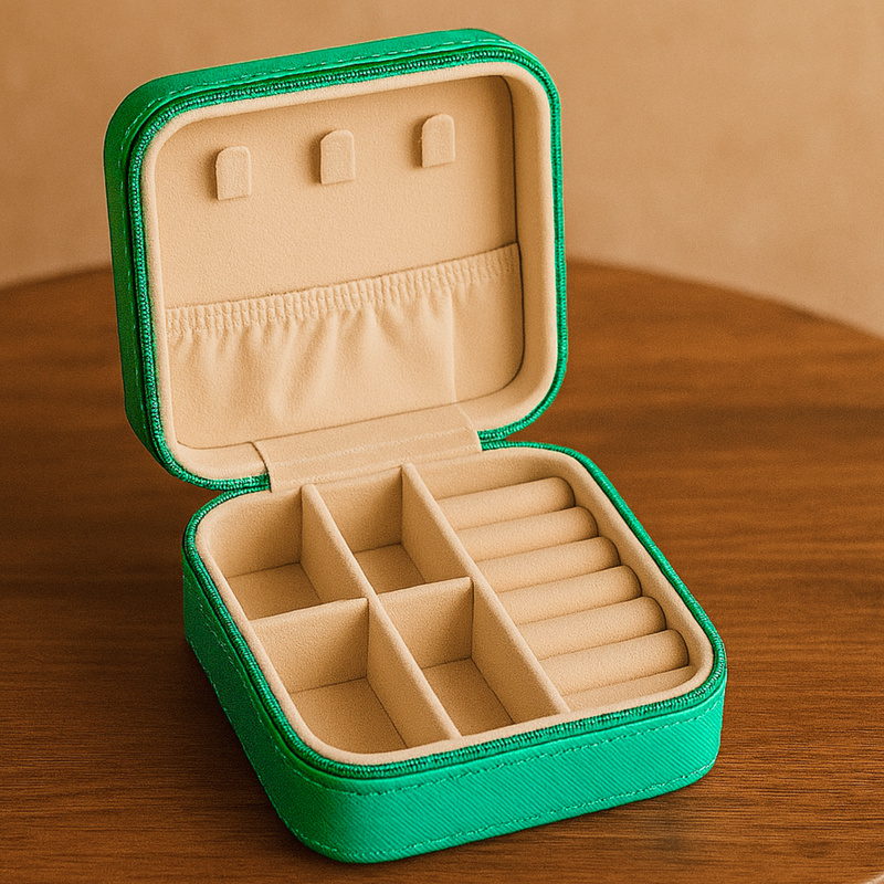 Indian Discovery Jewellery Organizer Peacock Green Color PU Leather Box