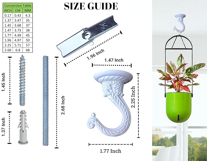 White Pearl Ceiling Hooks for Planters & Lamps
