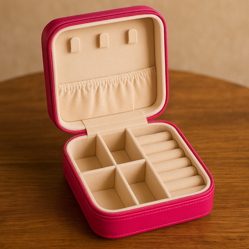 Indian Discovery Jewellery Organizer Pink Color PU Leather Box