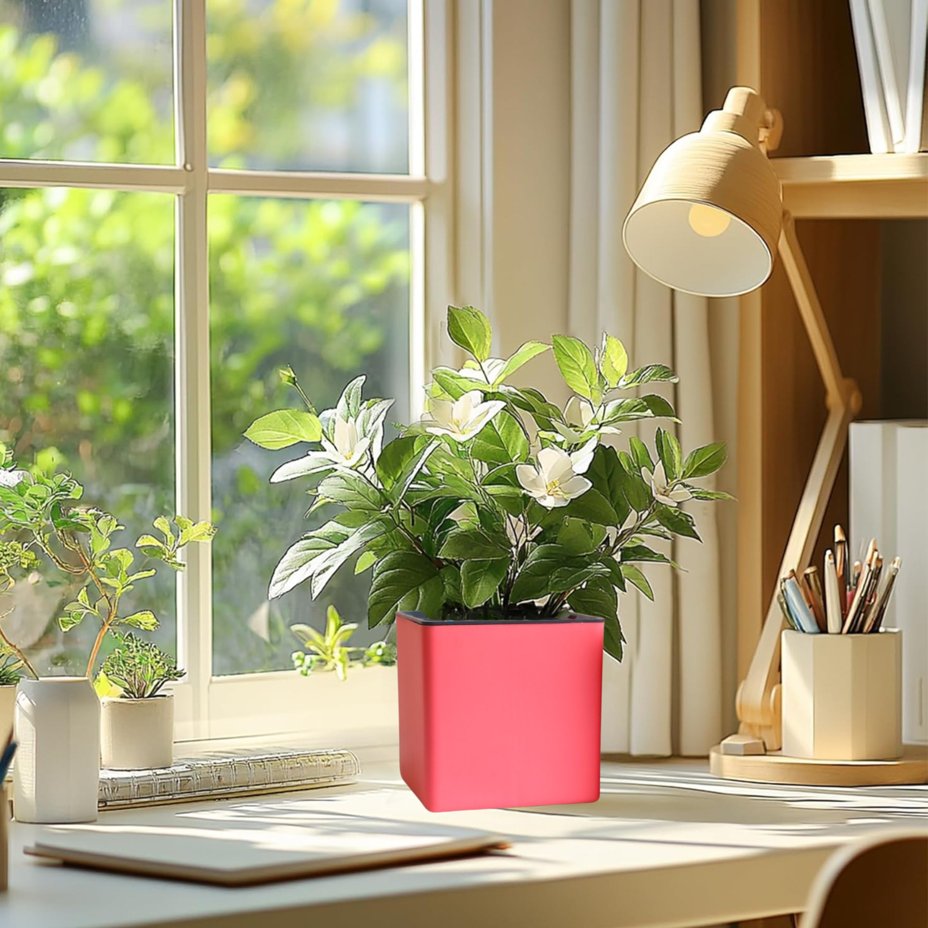 Elegant Baby Pink Self-Watering Square Planter