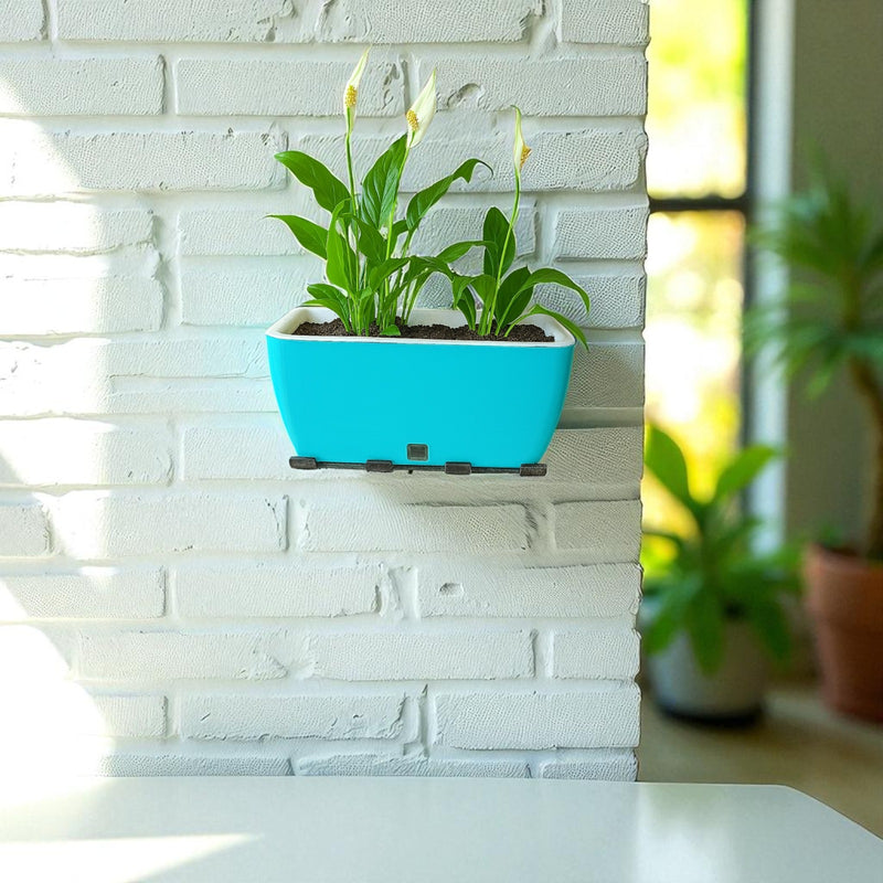Rectangular Self-Watering Wall Planter - Sea Green