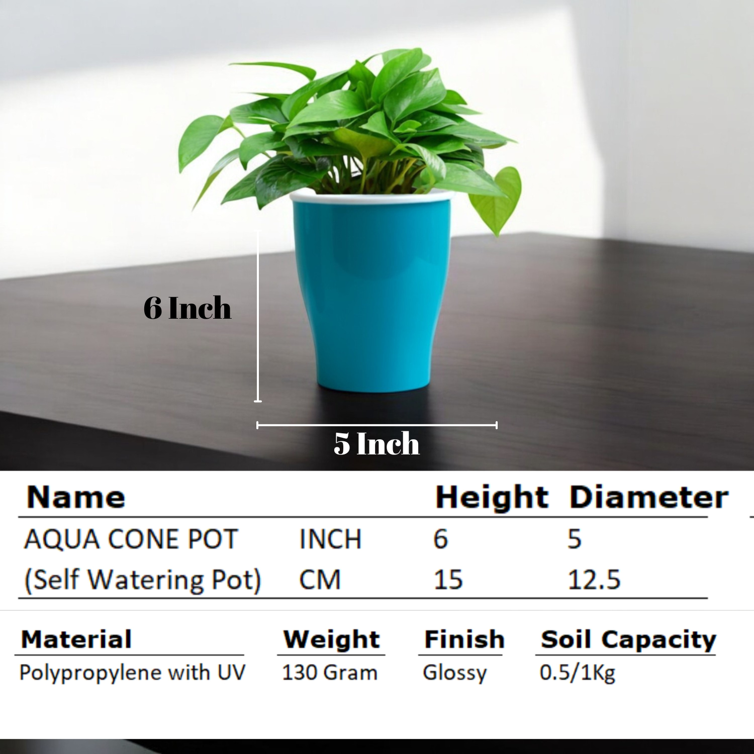 Elegant Sea Green Self-Watering Cone Planter-2PC