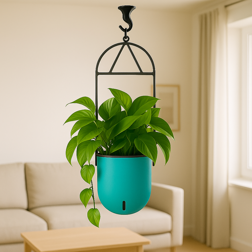 Elegant Sea Green Self-Watering Ceiling Hanging Sphere Planter