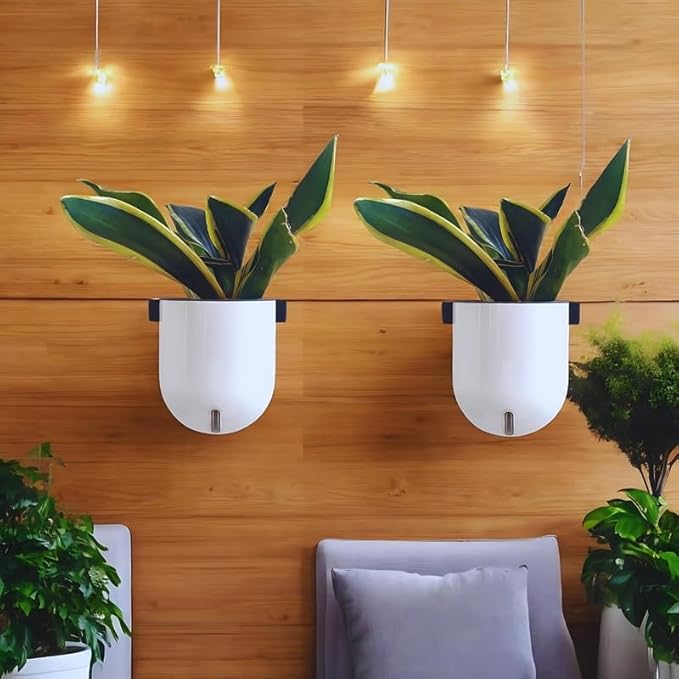 Elegant White Self-Watering Wall Hanging Sphere Planter