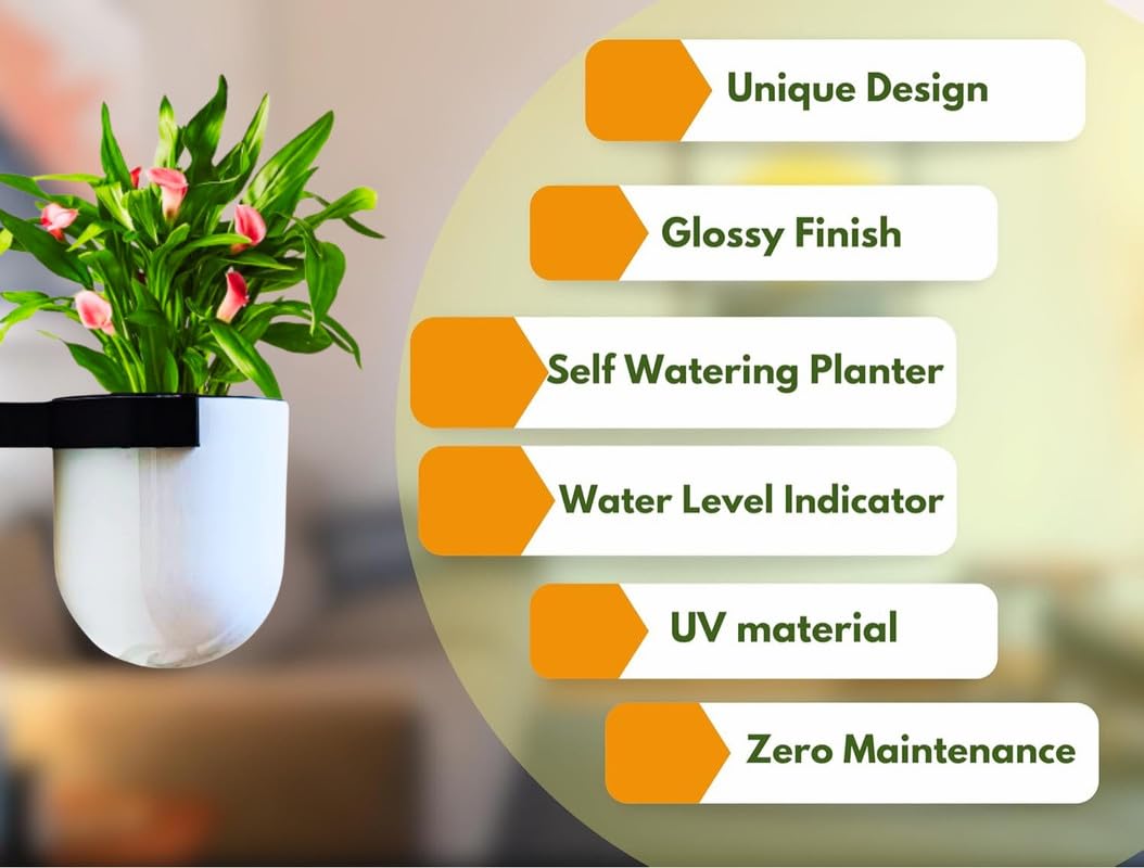 Elegant White Self-Watering Wall Hanging Sphere Planter