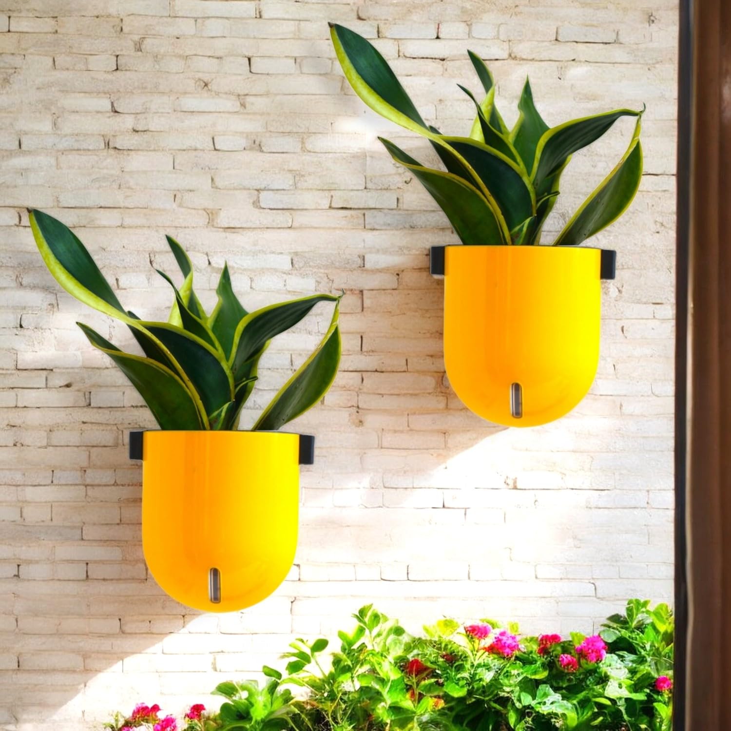 Elegant Yellow Self-Watering Wall Hanging Sphere Planter