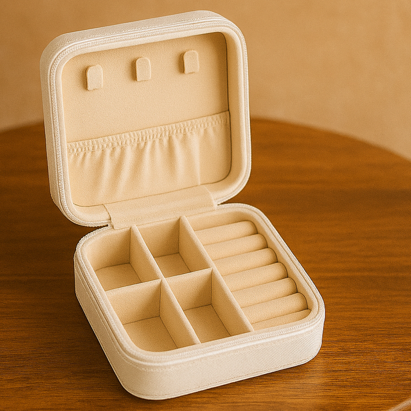 Indian Discovery Jewellery Organizer White Color PU Leather Box