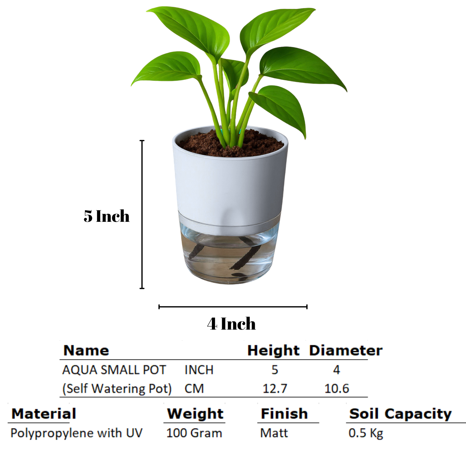 Soft Curve White Self-Watering Small Planter - 4 PC