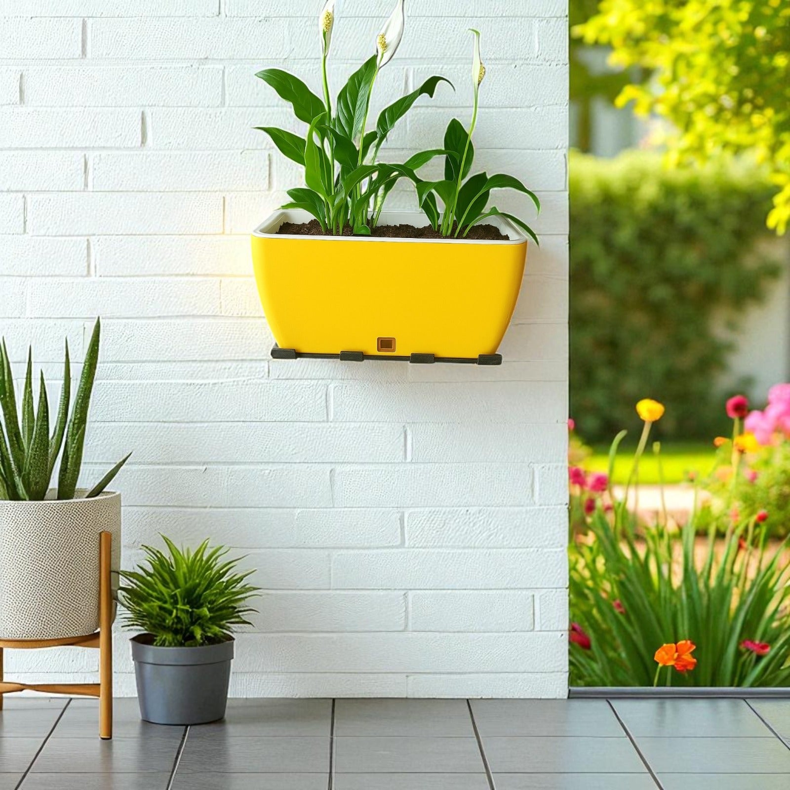 Rectangular Self-Watering Wall Planter - Yellow