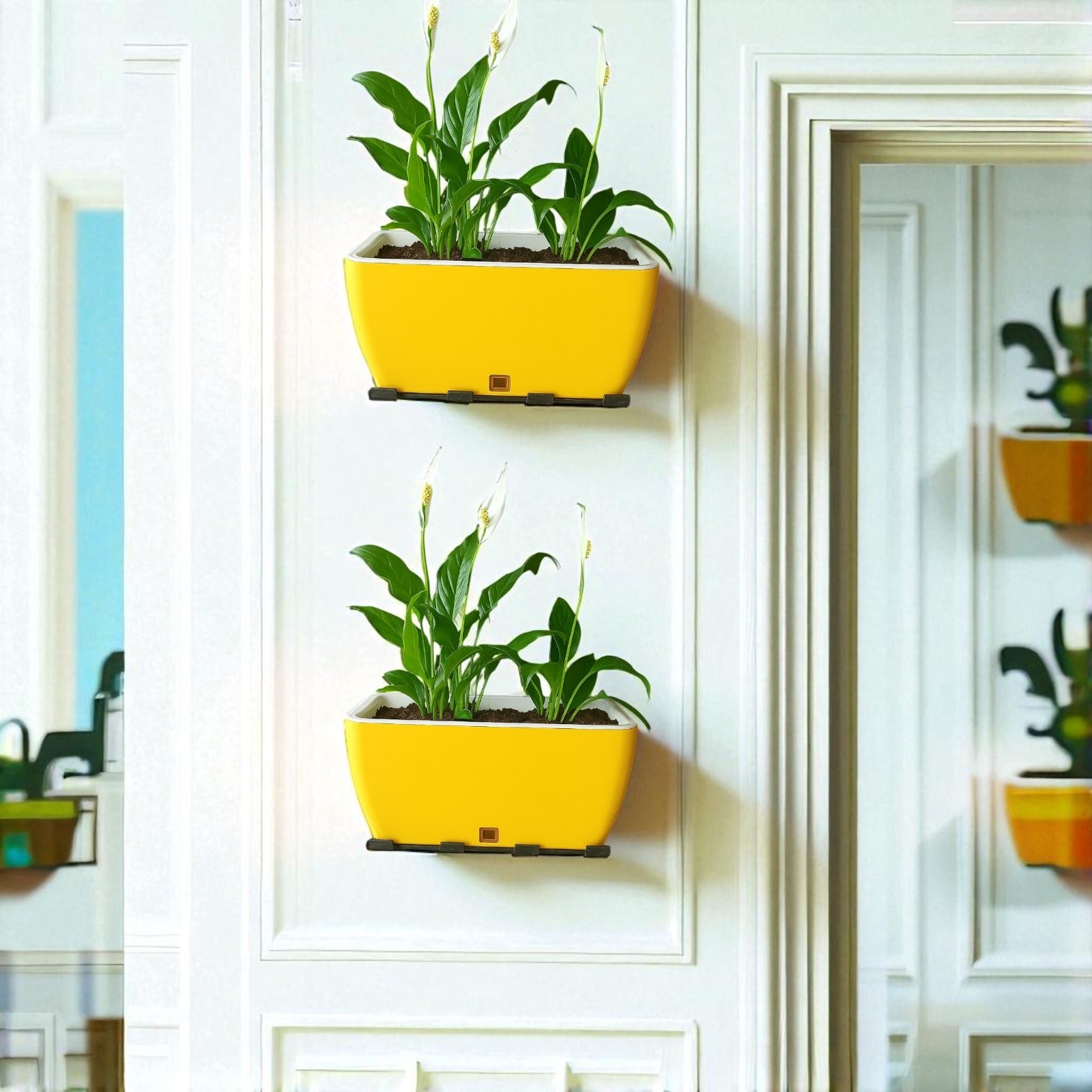 Rectangular Self-Watering Wall Planter - Yellow