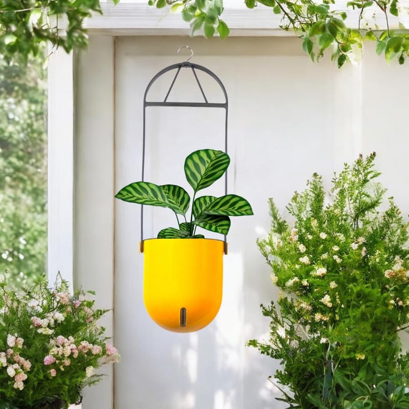 Elegant Yellow Self-Watering Ceiling Hanging Sphere Planter