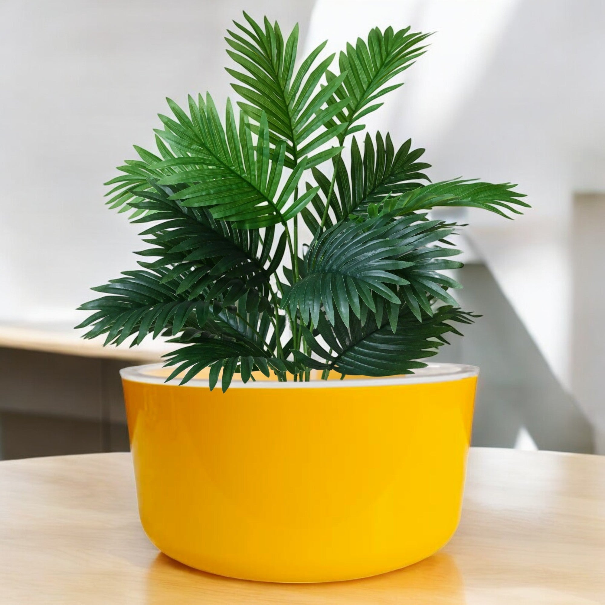 Big Circular Self-Watering Plant Container – Yellow