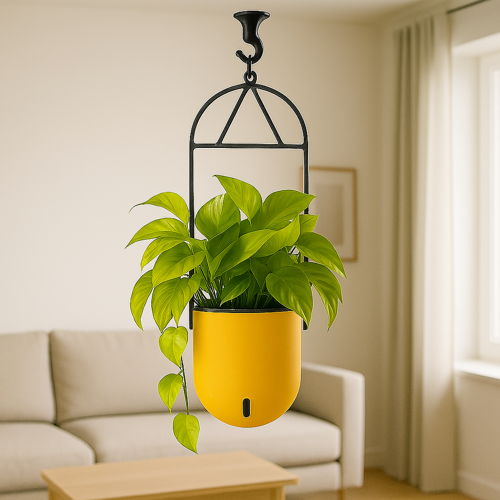 Elegant Yellow Self-Watering Ceiling Hanging Sphere Planter