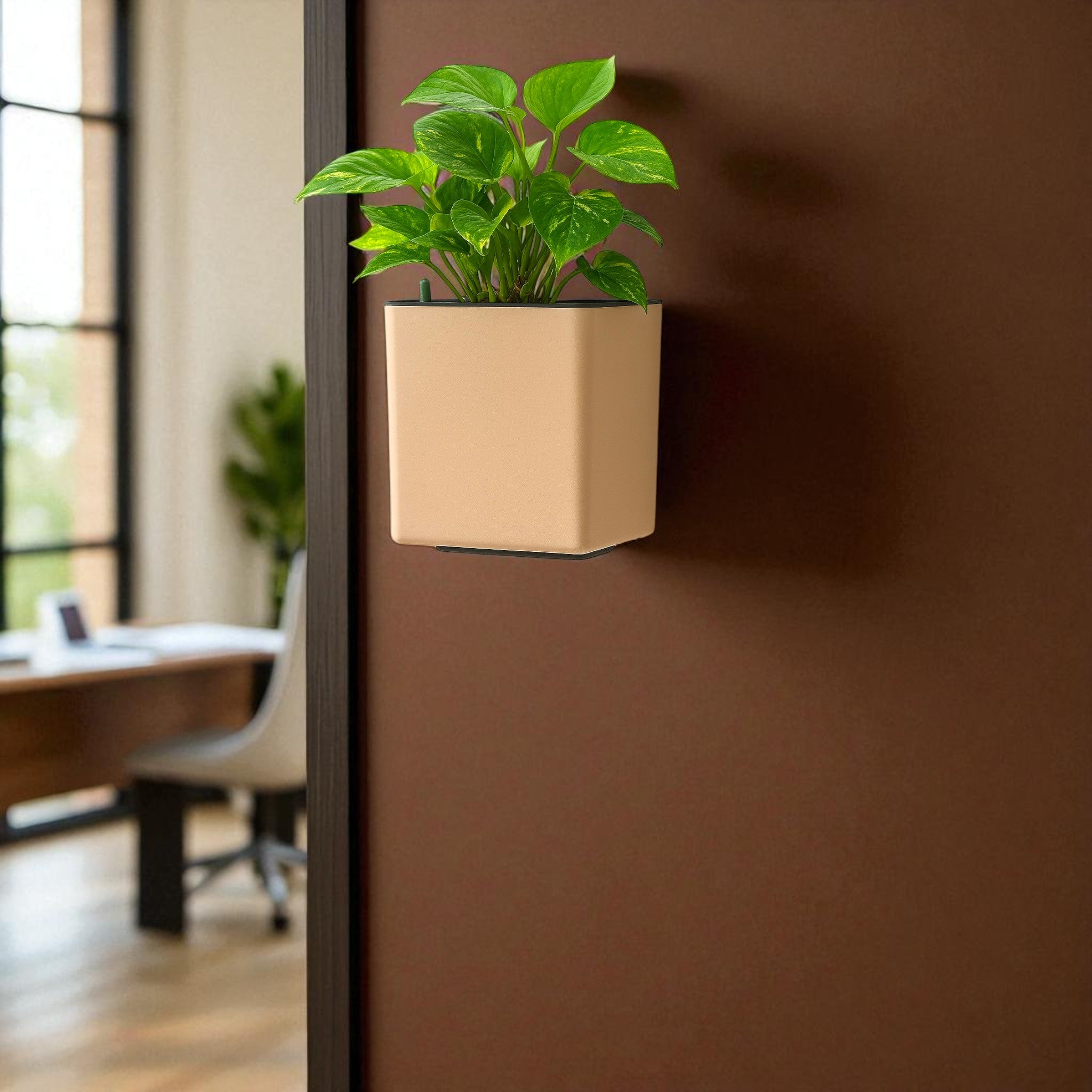Elegant Peach Self-Watering Wall Hanging Square Planter