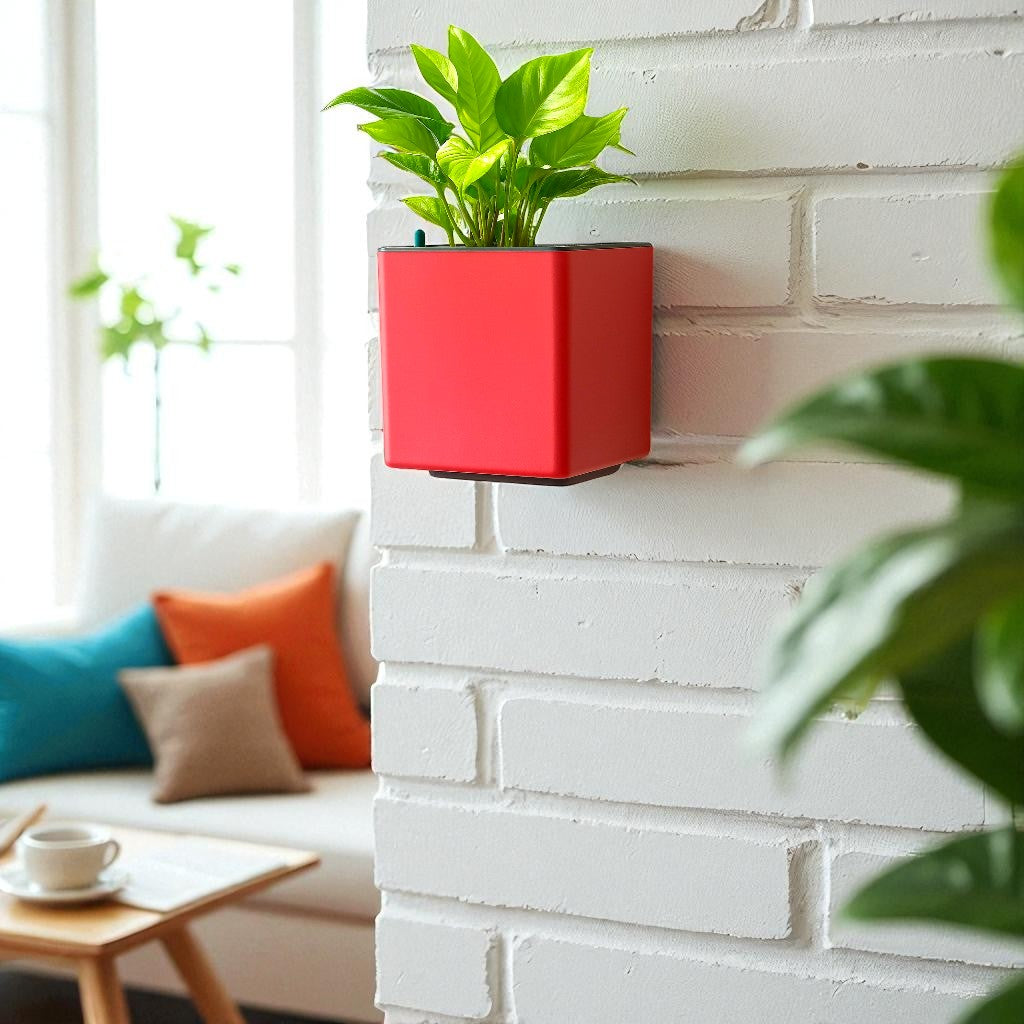 Elegant Multi-Color Self-Watering Wall Hanging Square Planter - 7 PC