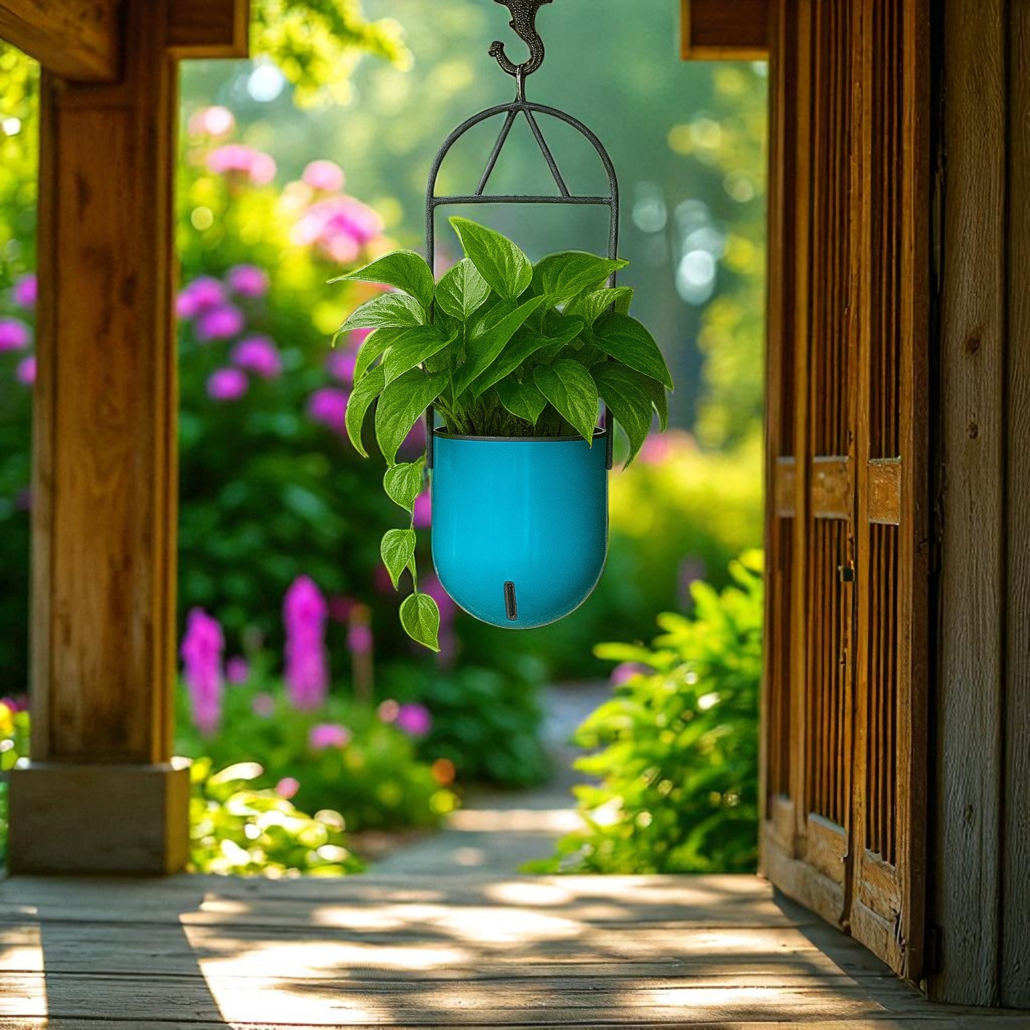 Elegant Sea Green Self-Watering Ceiling Hanging Sphere Planter
